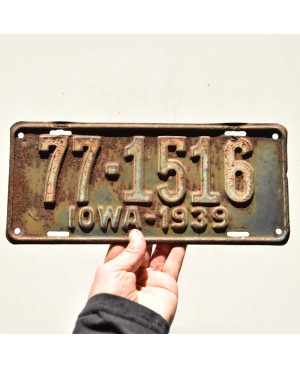 Amerikai rendszám Iowa 1939 Black 77-1516