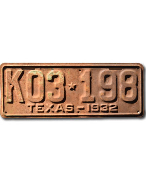 Amerikai rendszám Texas 1932 Rusty K03-198