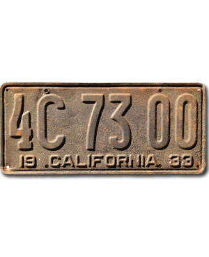 Amerikai rendszám California 1933 Rusty 4C 73 00