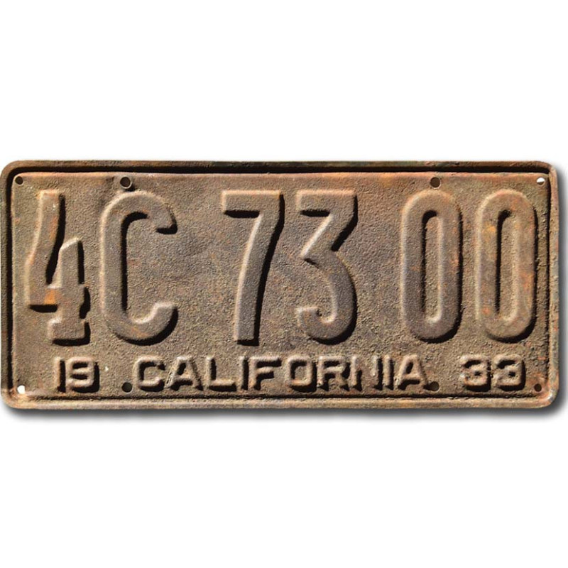 Amerikai rendszám California 1933 Rusty 4C 73 00