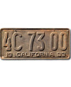 Amerikai rendszám California 1933 Rusty 4C 73 00