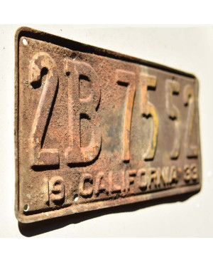 Amerikai rendszám California 1933 Rusty 2B 7552