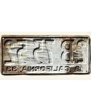 Amerikai rendszám California 1933 Rusty 2B 7552