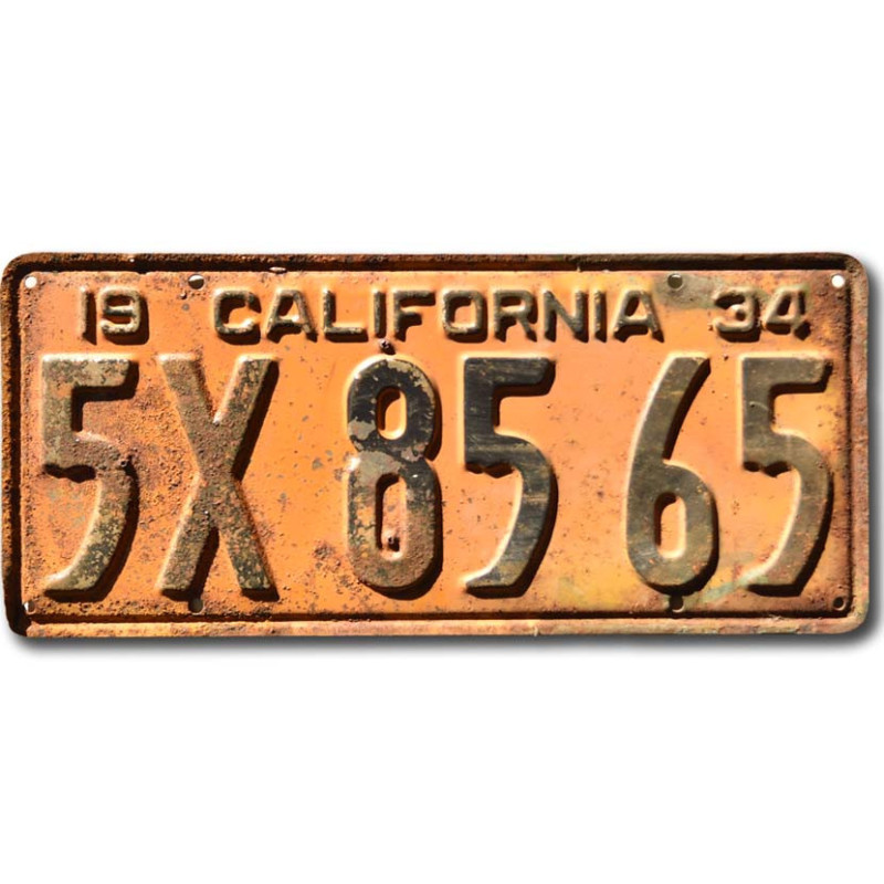 Amerikai rendszám California 1934 Yellow 5X 8565
