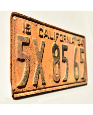 Amerikai rendszám California 1934 Yellow 5X 8565