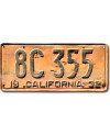 Amerikai rendszám California 1932 Yellow 8C 355