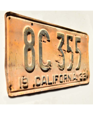 Amerikai rendszám California 1932 Yellow 8C 355