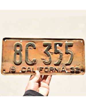 Amerikai rendszám California 1932 Yellow 8C 355