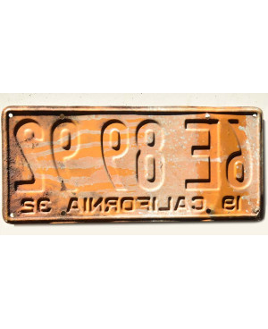 Amerikai rendszám California 1932 Yellow 6E 8992