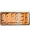 Amerikai rendszám California 1932 Yellow 6E 8992