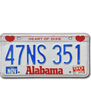 Amerikai rendszám Alabama Heart