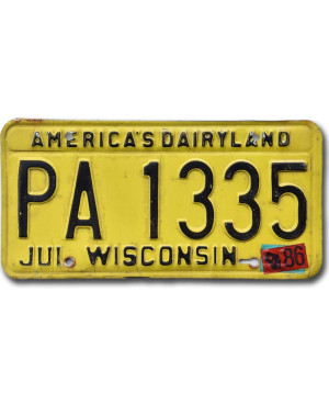 Amerikai rendszám Wisconsin Dairyland PA 1335