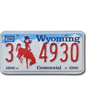 Amerikai rendszám Wyoming Bronco Centennial 3 4930