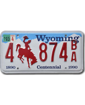 Amerikai rendszám Wyoming Bronco Centennial 4 874BA
