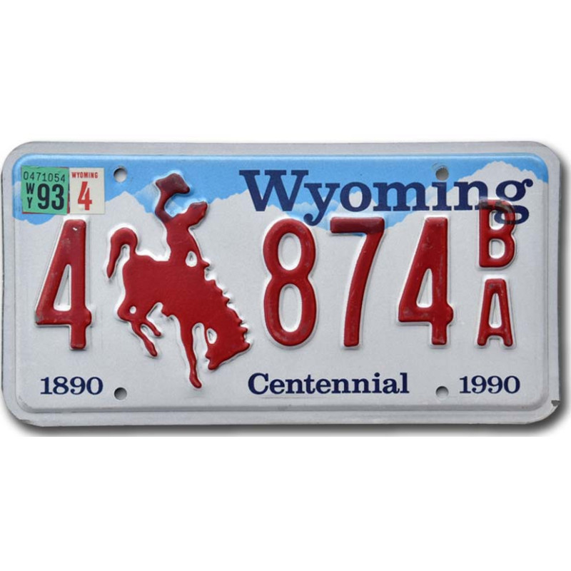 Amerikai rendszám Wyoming Bronco Centennial 4 874BA