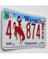 Amerikai rendszám Wyoming Bronco Centennial 4 874BA