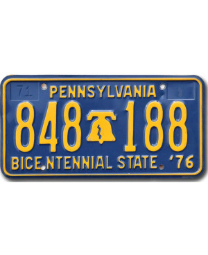 Amerikai rendszám Pennsylvania 1976 Bicentennial 848 188