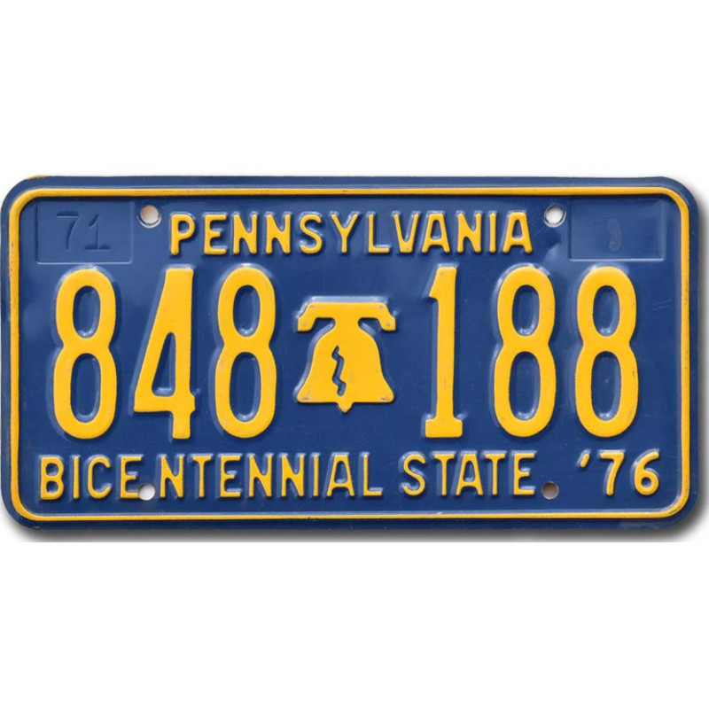 Amerikai rendszám Pennsylvania 1976 Bicentennial 848 188