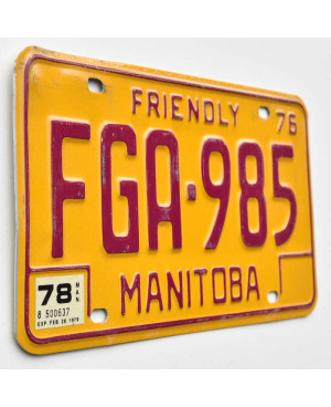 Kanadai rendszám Manitoba 1976 Friendly FGA-985