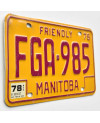 Kanadai rendszám Manitoba 1976 Friendly FGA-985