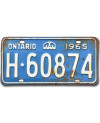 Kanadai rendszám Ontario 1965 Blue H-60874