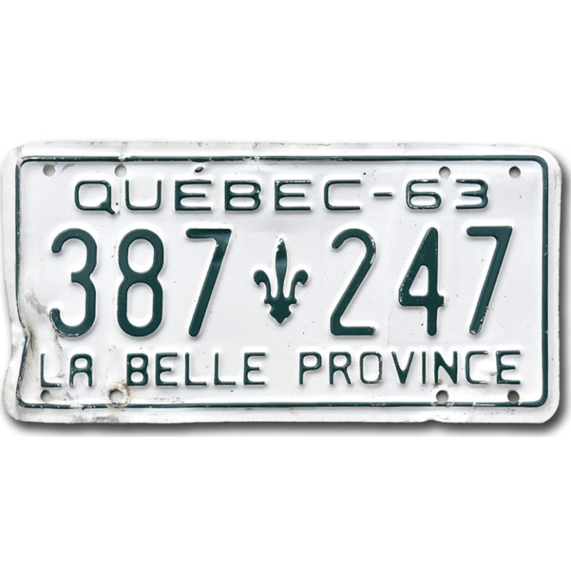 Kanadai rendszám Quebec 1963 La Belle 387-247