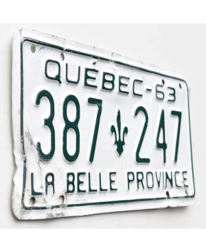 Kanadai rendszám Quebec 1963 La Belle 387-247