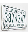 Kanadai rendszám Quebec 1963 La Belle 387-247