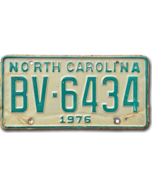 Amerikai rendszám North Carolina 1976 Green BV-6434