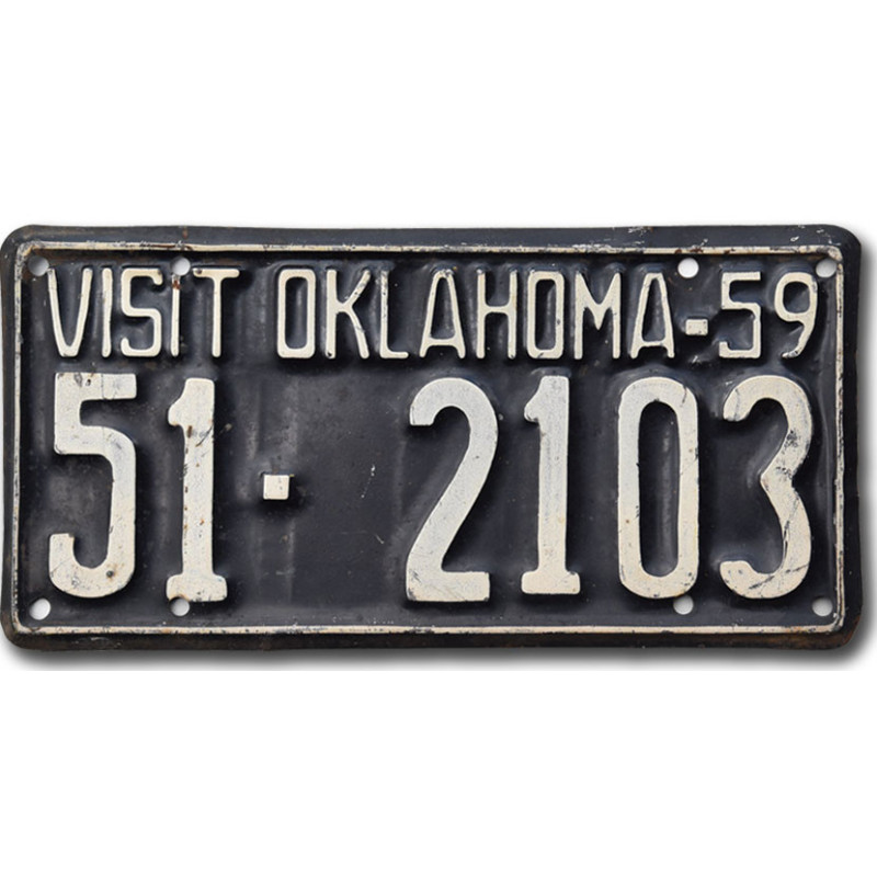 Amerikai rendszám Oklahoma Visit 1959 Black 51-2103