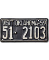 Amerikai rendszám Oklahoma Visit 1959 Black 51-2103