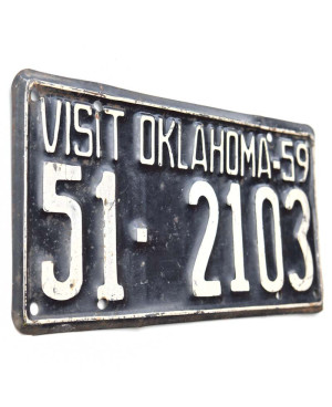 Amerikai rendszám Oklahoma Visit 1959 Black 51-2103