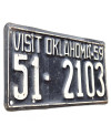 Amerikai rendszám Oklahoma Visit 1959 Black 51-2103