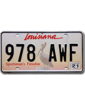 Amerikai rendszám Louisiana Sportsman´s Paradise 978 AWF