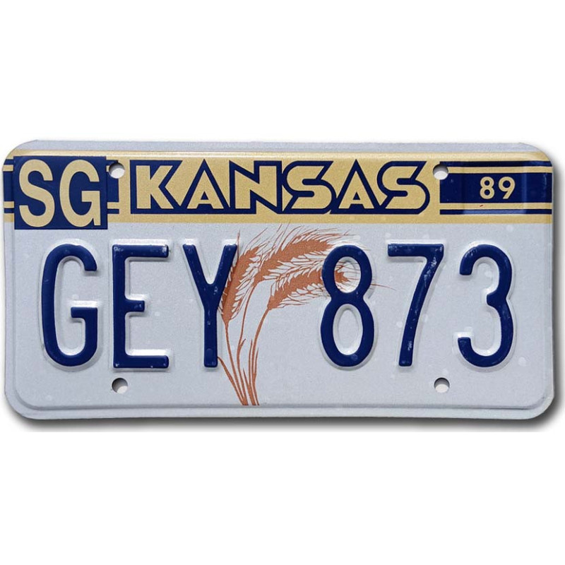 Amerikai rendszám Kansas 1989 Wheat GEY 873