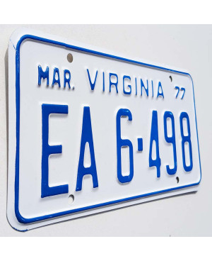 Amerikai rendszám Virginia 1977 White EA6-498