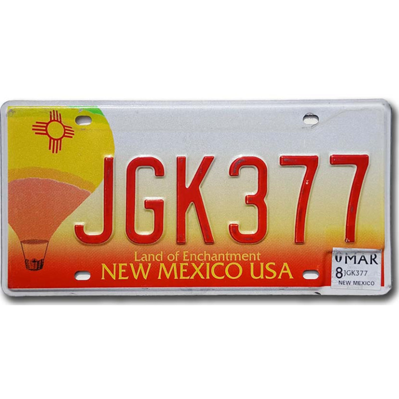 Amerikai rendszám New Mexico Balloon JGK 377