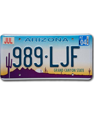 Amerikai rendszám Arizona Grand Canyon 989-LJF