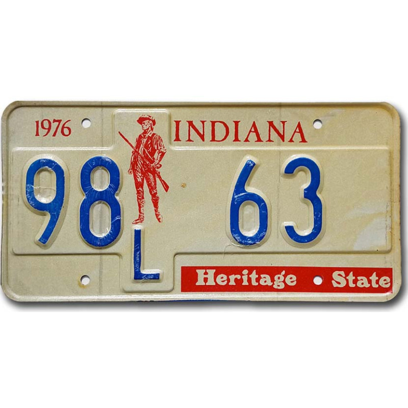 Amerikai rendszám Indiana Heritage State 98L 63
