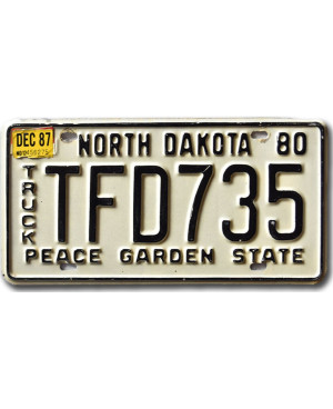 Amerikai rendszám North Dakota 1980 Peace Garden TFD735