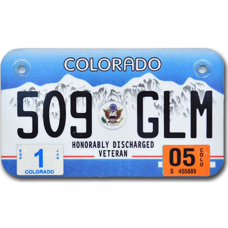 Motoros amerikai rendszám Colorado Veteran 509 GLM