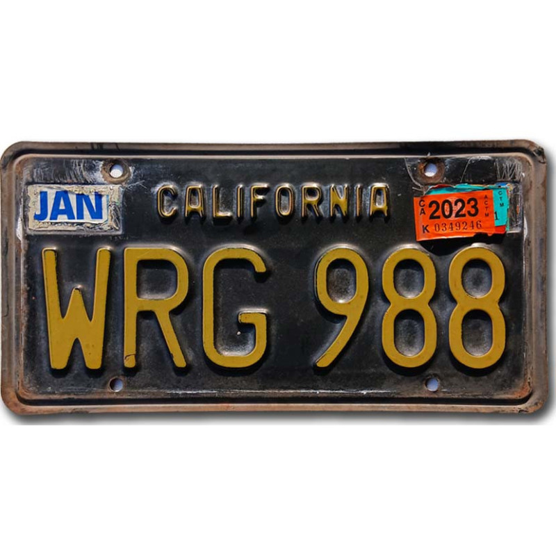 Amerikai rendszám California Black WRG 988