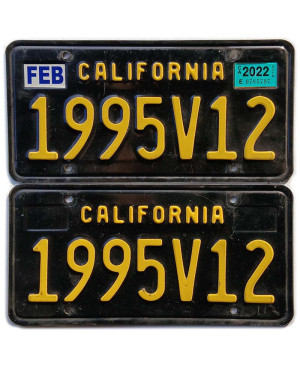 Amerikai rendszám California Black 1995V12 pár