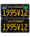 Amerikai rendszám California Black 1995V12 pár