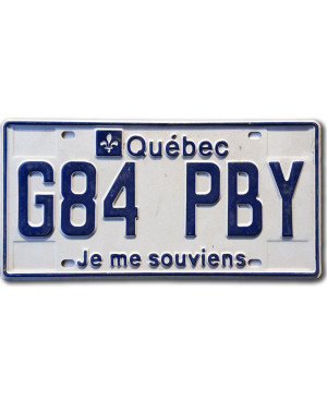 Kanadai rendszám Quebec Je Me Souviens G84 PBY