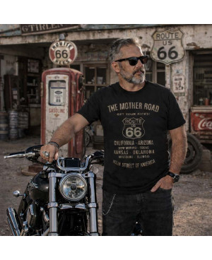 Férfi póló The Mother Road Route 66 fekete