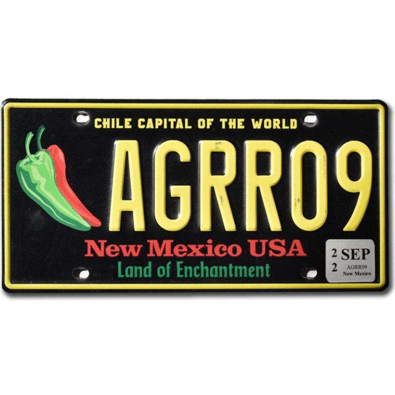 Amerikai rendszám New Mexico Chile Capital AGRR09