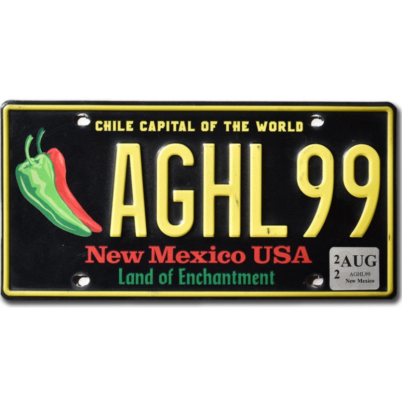 Amerikai rendszám New Mexico Chile Capital AGHL99
