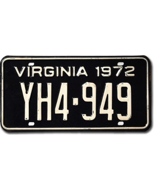 Amerikai rendszám Virginia 1972 Black YH4-949