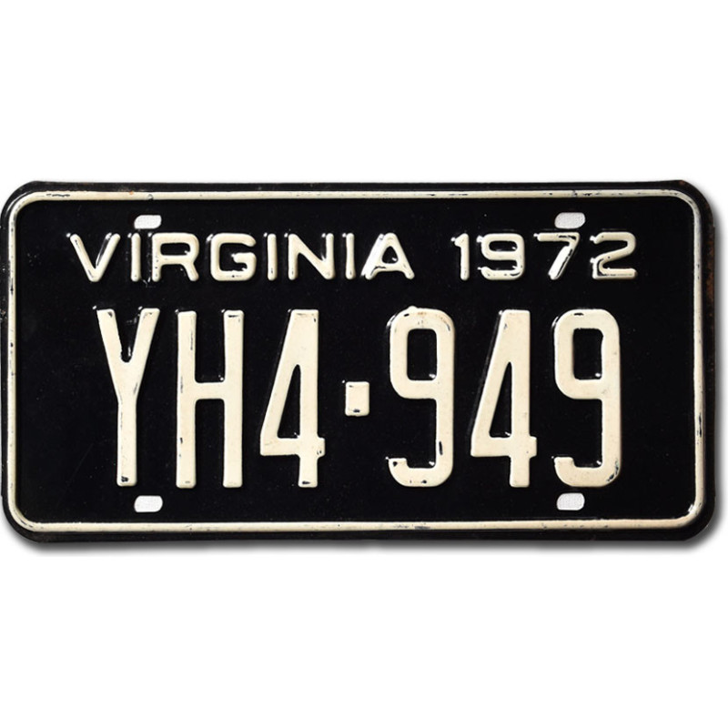 Amerikai rendszám Virginia 1972 Black YH4-949